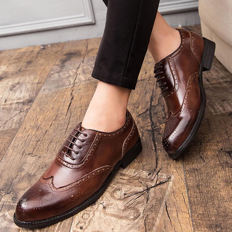 Mężczyźni Brogue Rzeźbione Formalne Buty Sukienka Casual Business Oksfordzie