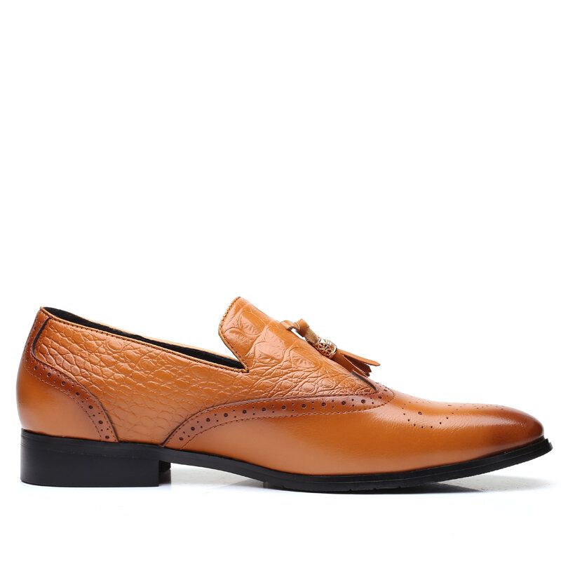 Mężczyźni Brogue Tassel Decor Dress Loafers Slip On Business Casual Formalne Buty