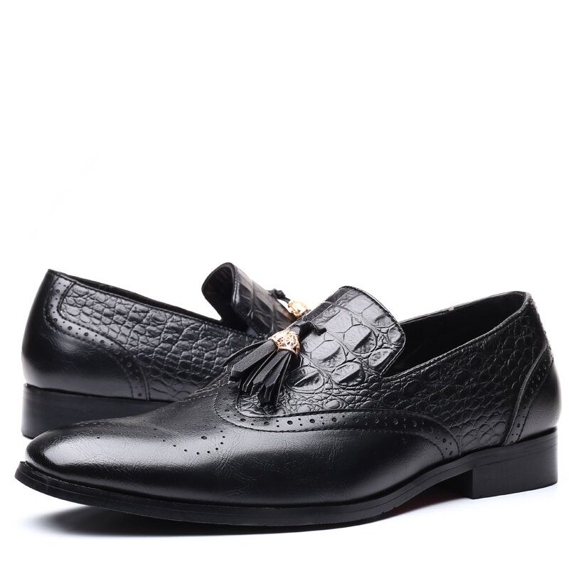 Mężczyźni Brogue Tassel Decor Dress Loafers Slip On Business Casual Formalne Buty