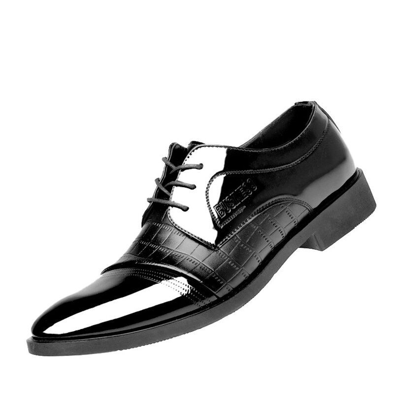 Mężczyźni Microfiber Pointy Toe Łączenie Krokodyla Ziarno Miękka Podeszwa Buty Casual Dress