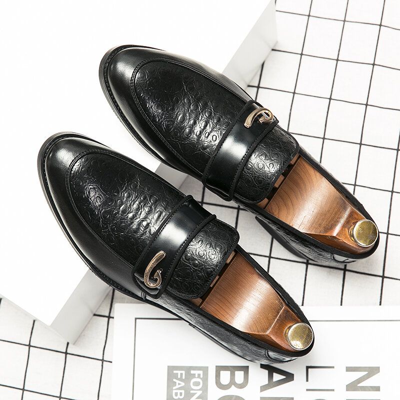 Mężczyźni Retro Metal Łączenie Skórzane Wygodne Slip On Business Casual Delikatne Buty