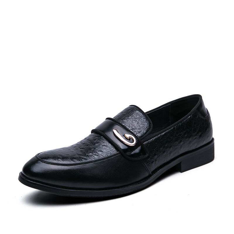 Mężczyźni Retro Metal Łączenie Skórzane Wygodne Slip On Business Casual Delikatne Buty