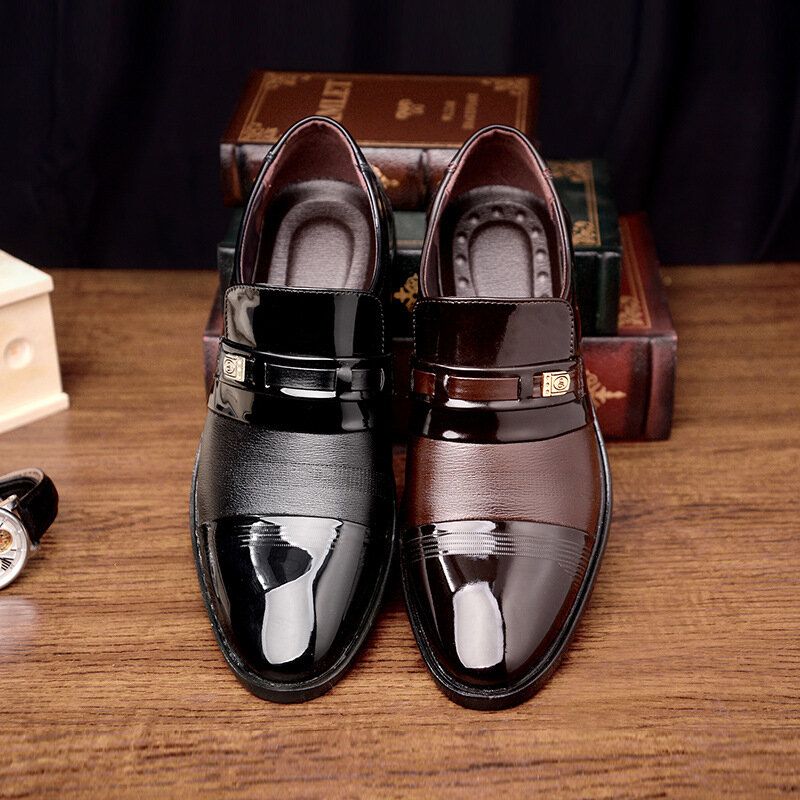 Mężczyźni Skórzana Oddychająca Wygodna Miękka Podeszwa Pointy Toe Sukienka Oxford Casual Business Buty