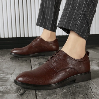 Męskie Business Casual Antypoślizgowe Sznurowane Buty Z Kratą