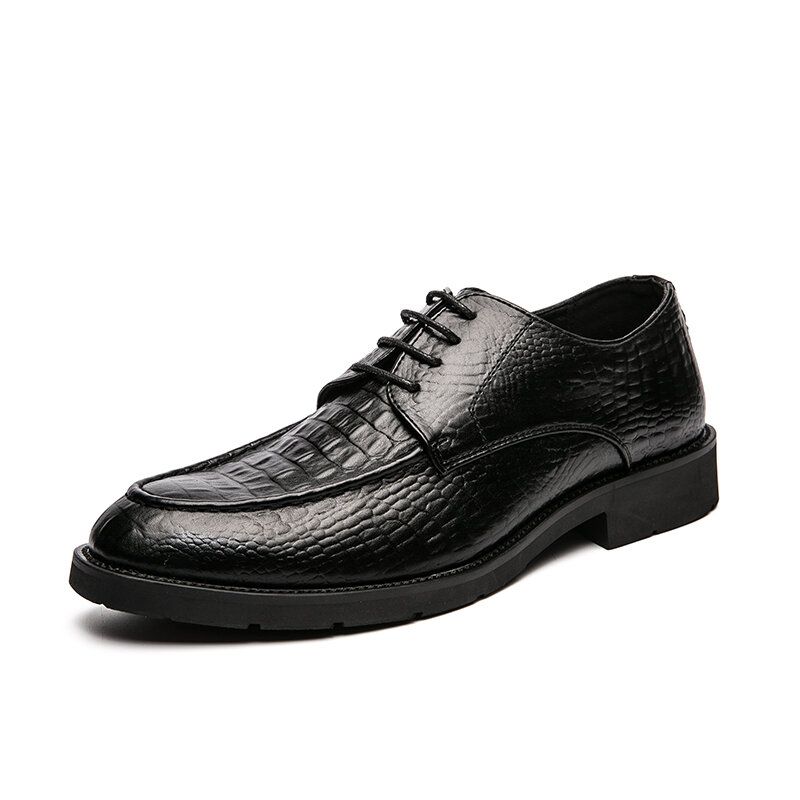 Męskie Mikrofibra Oddychająca Miękka Podeszwa Krokodyl Ziarno Retro Pointy Toe Casual Business Buty