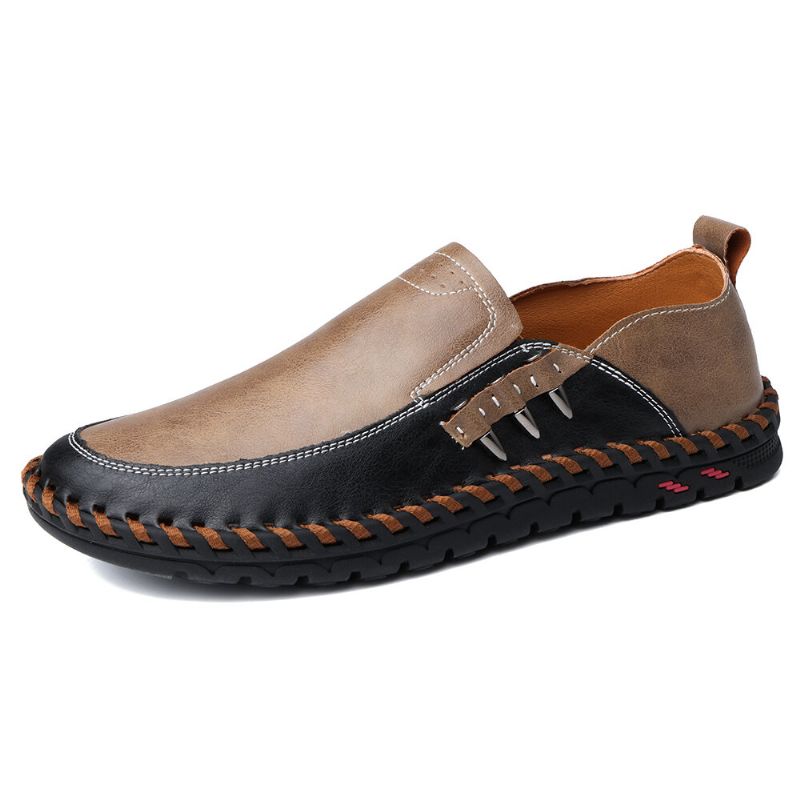 Męskie Oryginalne Skórzane Antypoślizgowe Miękkie Podeszwy Slip On Business Casual Oxfords