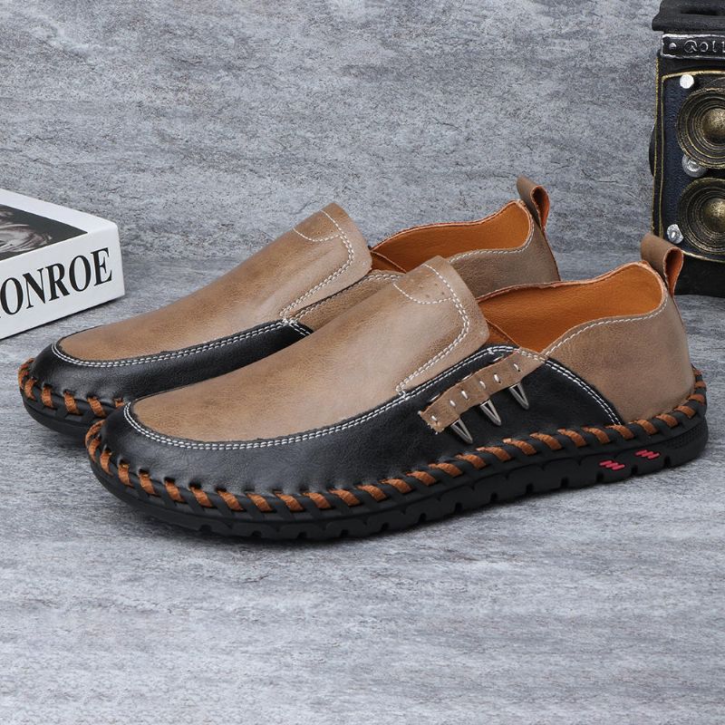 Męskie Oryginalne Skórzane Antypoślizgowe Miękkie Podeszwy Slip On Business Casual Oxfords