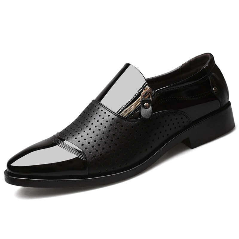 Męskie Skórzane Hollow Out Oddychająca Miękka Podeszwa Slip On Casual Oxford Business Buty