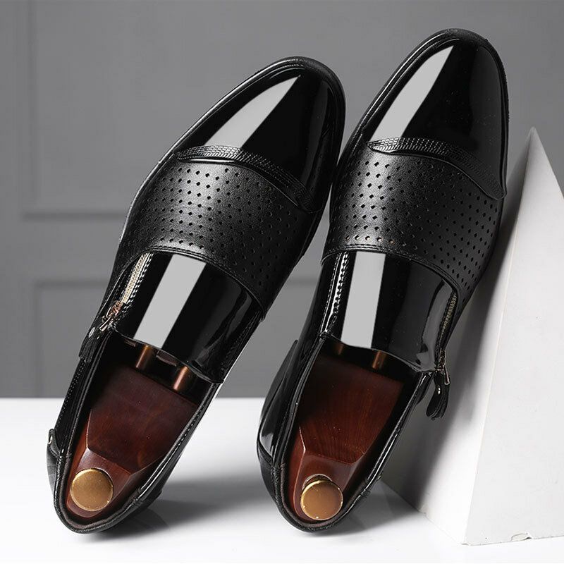 Męskie Skórzane Hollow Out Oddychająca Miękka Podeszwa Slip On Casual Oxford Business Buty