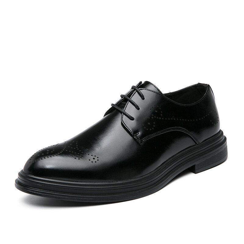 Męskie Skórzane Oddychające Wygodne Pointy Toe Vintage Oxford Casual Business Buty