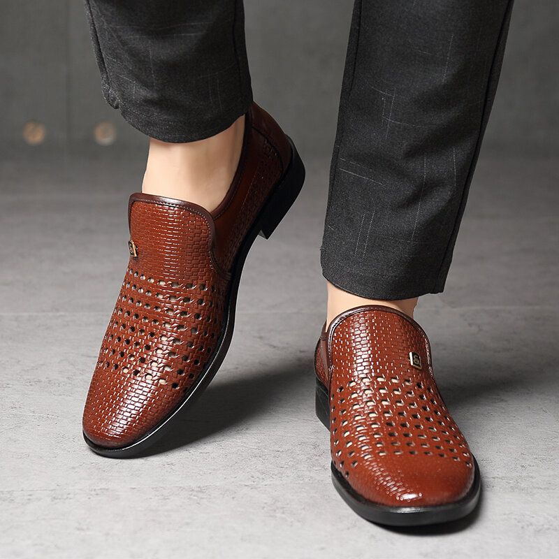 Męskie Skórzane Otwór Z Mikrofibry Antypoślizgowe Oddychające Business Casual Formalne Buty