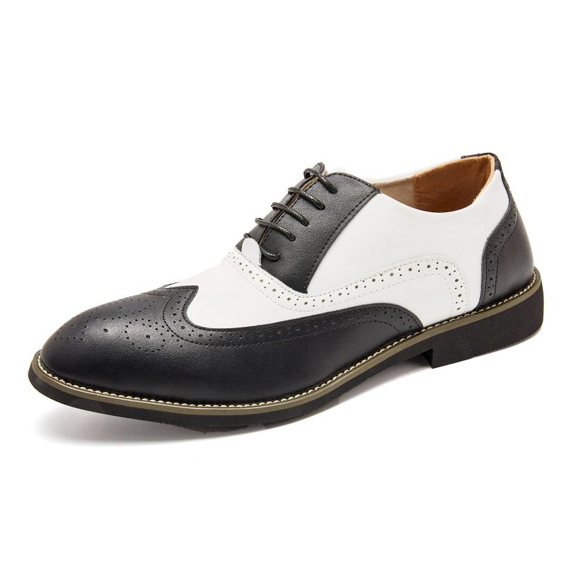 Męskie Skórzane Vintage Brogue Grawerowane Brytyjskie Sznurowane Buty Biznesowe