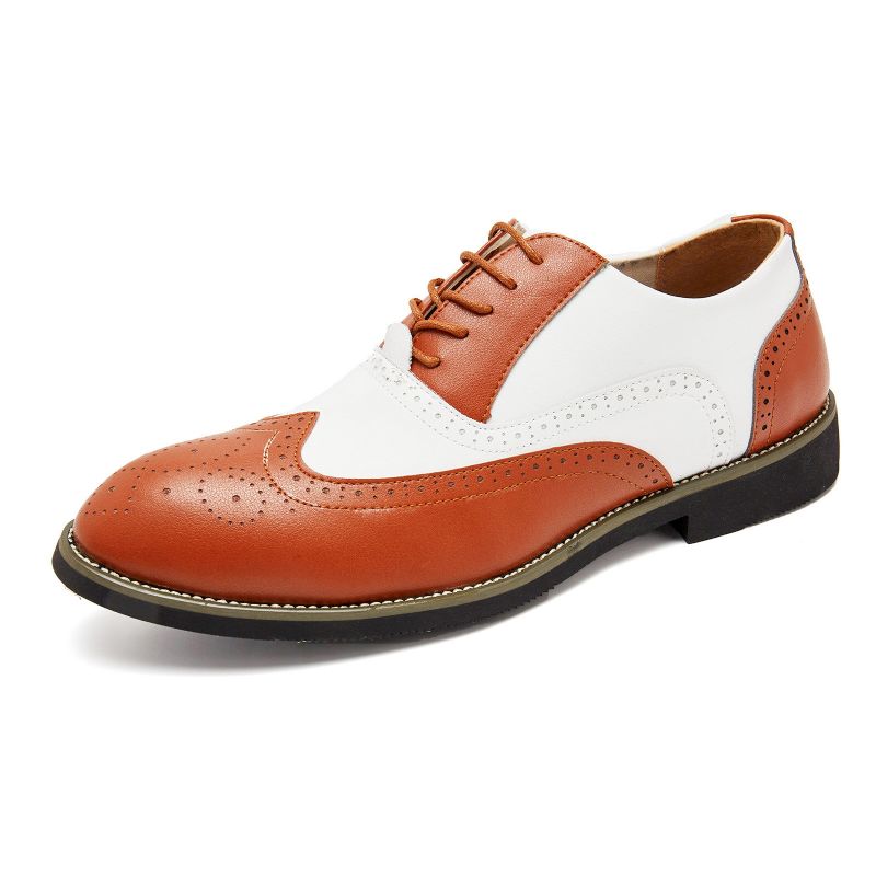 Męskie Skórzane Vintage Brogue Grawerowane Brytyjskie Sznurowane Buty Biznesowe