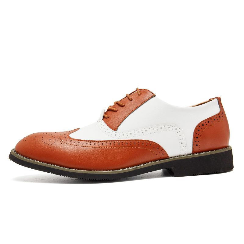 Męskie Skórzane Vintage Brogue Grawerowane Brytyjskie Sznurowane Buty Biznesowe