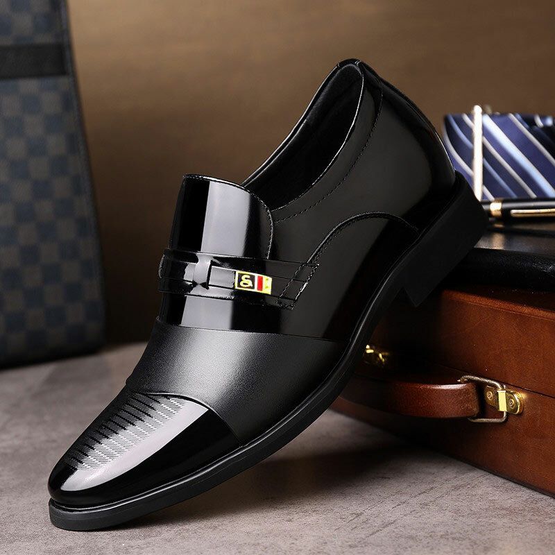 Męskie Skórzane Wygodne Miękkie Podeszwy Pointy Toe Oxford Slip On Casual Business Buty