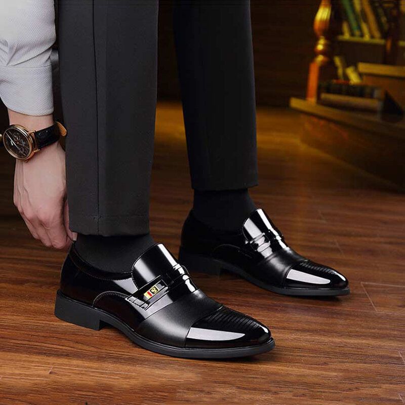 Męskie Skórzane Wygodne Miękkie Podeszwy Pointy Toe Oxford Slip On Casual Business Buty