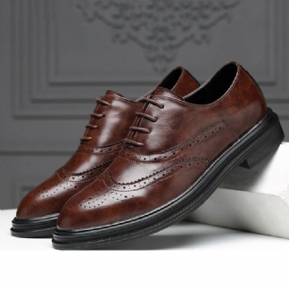 Męskie Skórzane Z Mikrofibry Oddychające Wygodne Pointy Toe Anglia Style Casual Business Buty