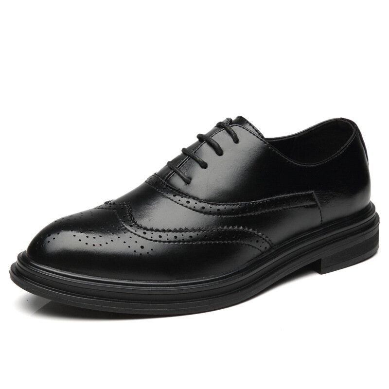 Męskie Skórzane Z Mikrofibry Oddychające Wygodne Pointy Toe Anglia Style Casual Business Buty