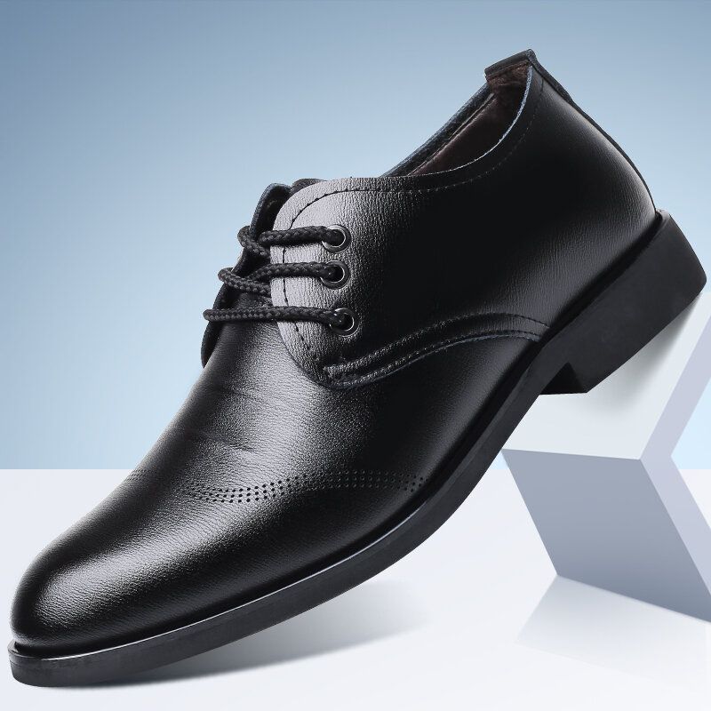 Męskie Wygodne Skórzane Buty Z Mikrofibry Miękkie Sznurowane Business Casual Formalne Buty