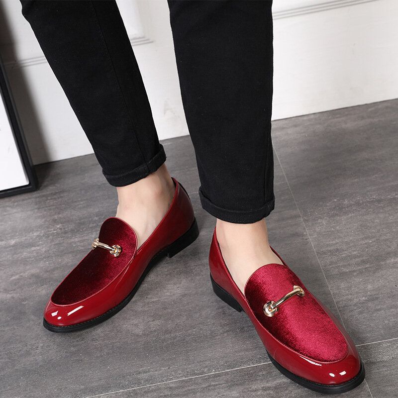 Męskie Zamszowe Buty Ze Skóry Lakierowanej Eleganckie Business Casual Oksfordzie