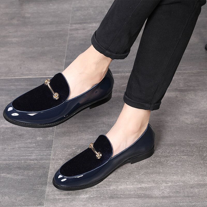 Męskie Zamszowe Buty Ze Skóry Lakierowanej Eleganckie Business Casual Oksfordzie