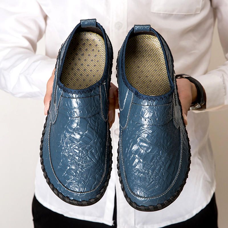 Miękka Skóra Bydlęca Ręczne Szycie Casual Slip On Business Oxfords