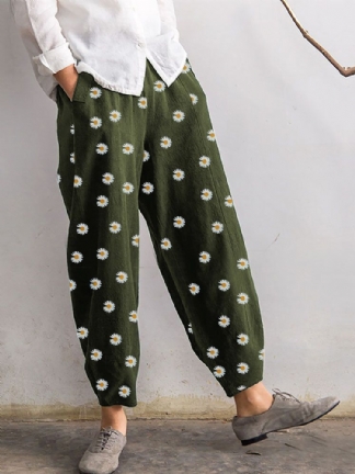 Daisy Floral Print Elastyczny Pas Casual Harem Pants