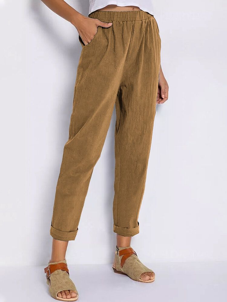 Solidna Kieszeń W Pasie Casual Harem Pants Dla Kobiet