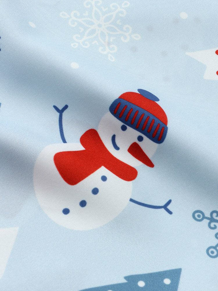 Mężczyźni Christmas Snow Man Digital Printed Kieszonka Na Piersi Casual Krótkie Koszule