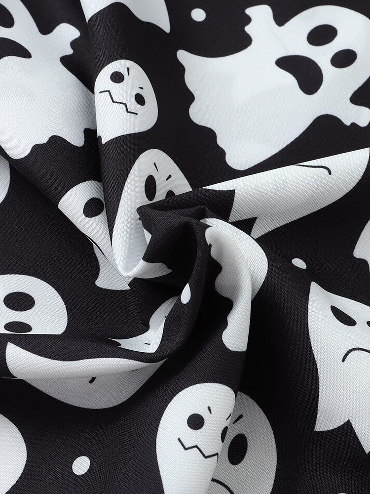 Mężczyźni Halloween Allover Ghost Print Zapinane Na Guziki Koszule Na Co Dzień