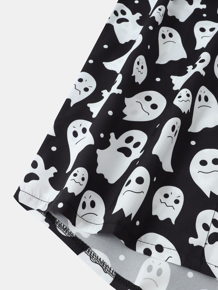 Mężczyźni Halloween Allover Ghost Print Zapinane Na Guziki Koszule Na Co Dzień