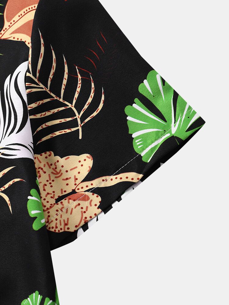 Mężczyźni Vintage Tropical Leaf Multi Color All Matched Short Sleeve Casual Shirts