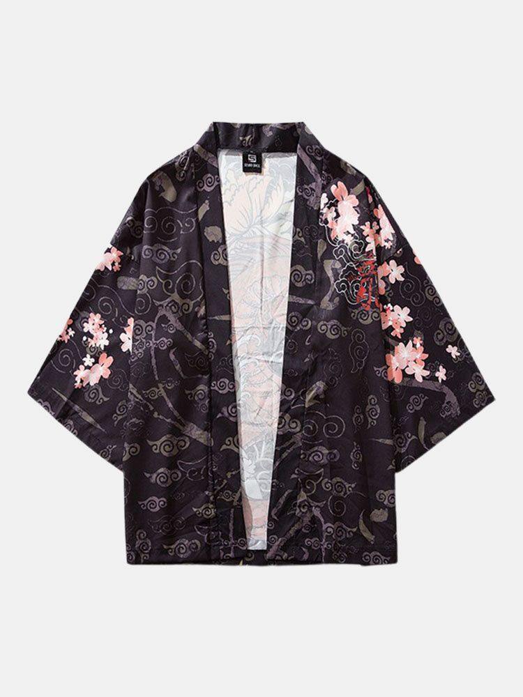 Męskie Kimono W Stylu Etnicznym Loong Gragon Print Elastyczny Pas Dwuczęściowe Stroje