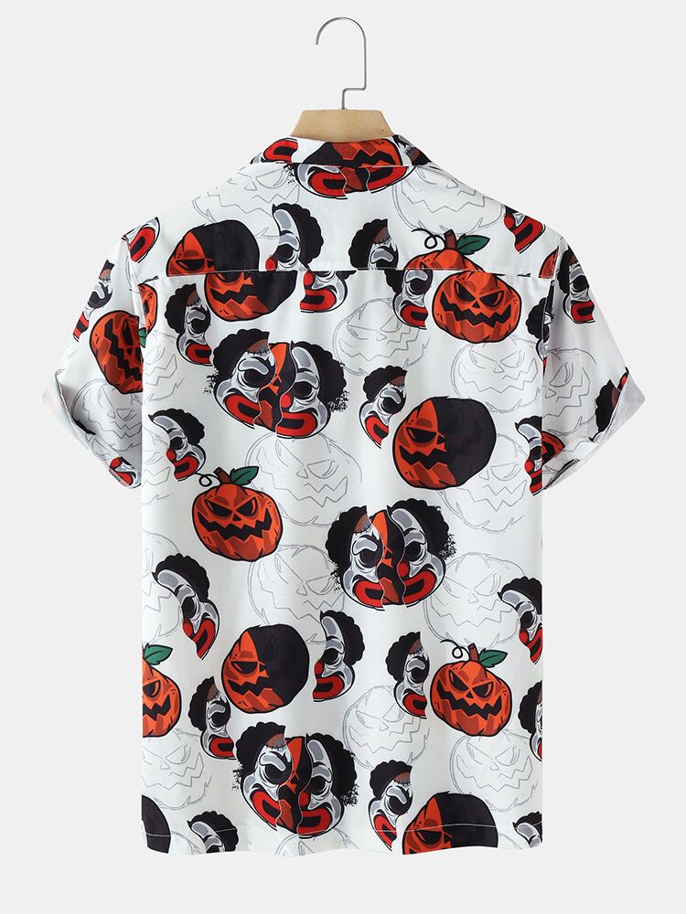 Męskie Street Funny Pumpkin Print Revere Collar Koszule