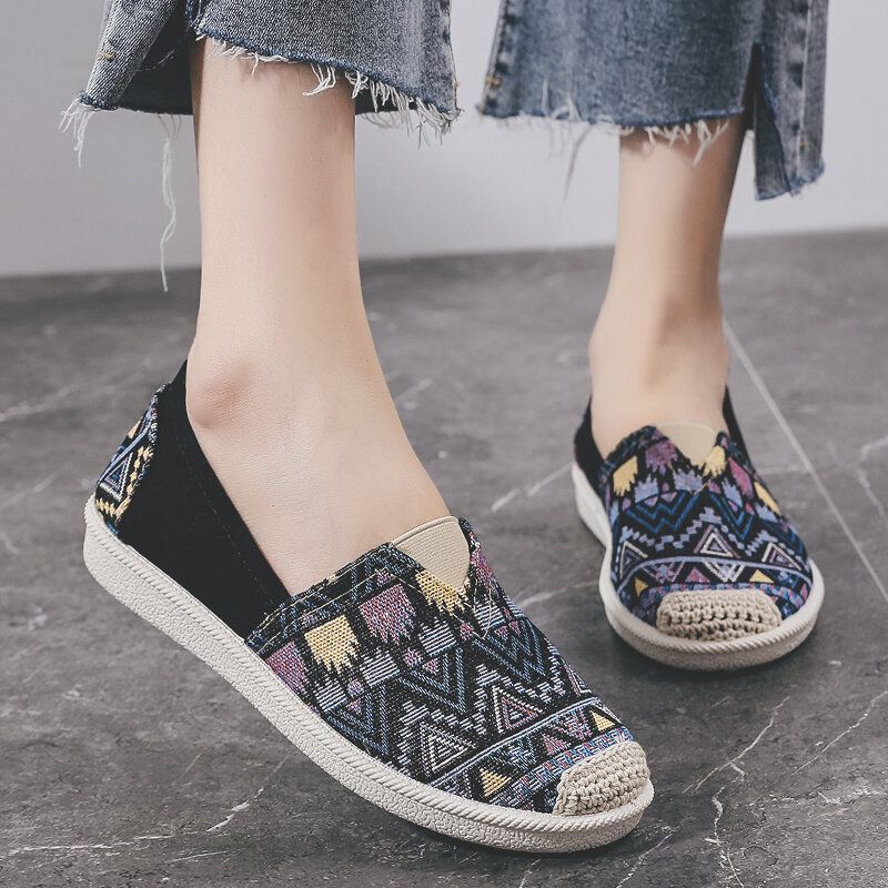 Kobiety Casual Soft Patchwork Okrągłe Toe Buty Rybaka