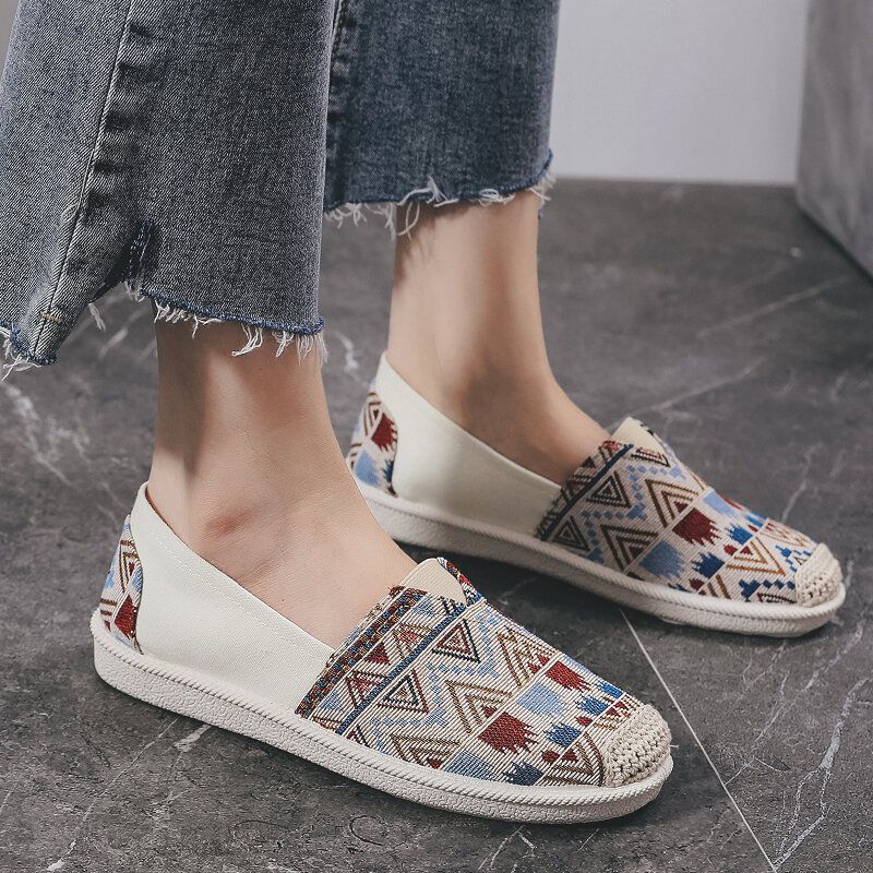 Kobiety Casual Soft Patchwork Okrągłe Toe Buty Rybaka