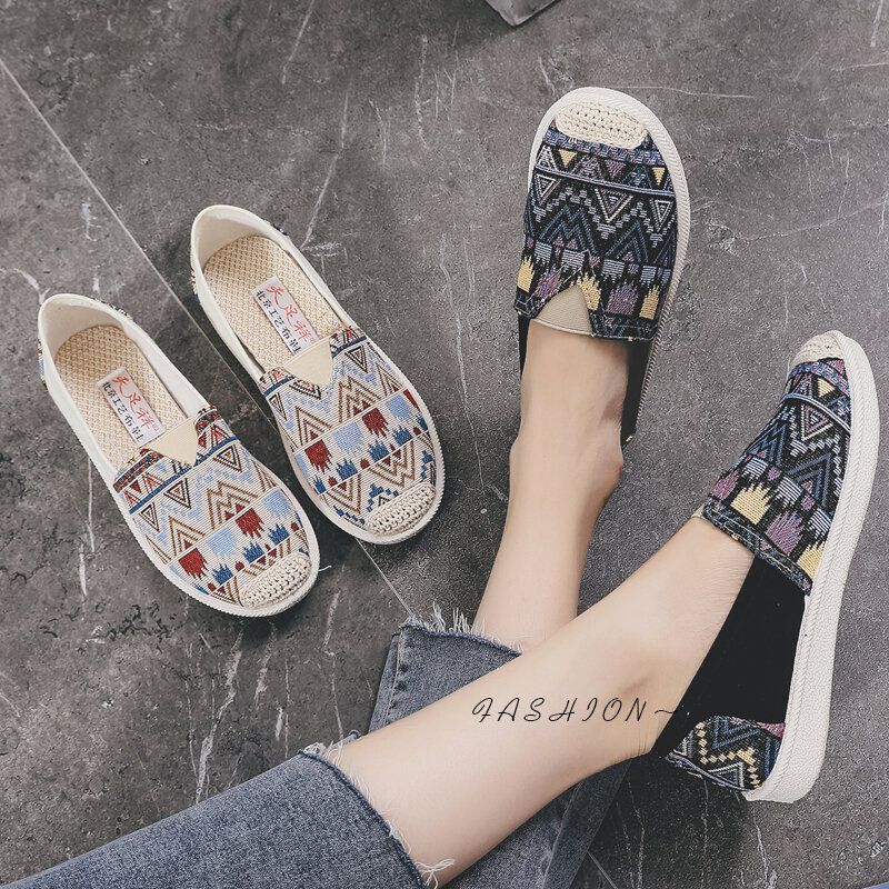 Kobiety Casual Soft Patchwork Okrągłe Toe Buty Rybaka