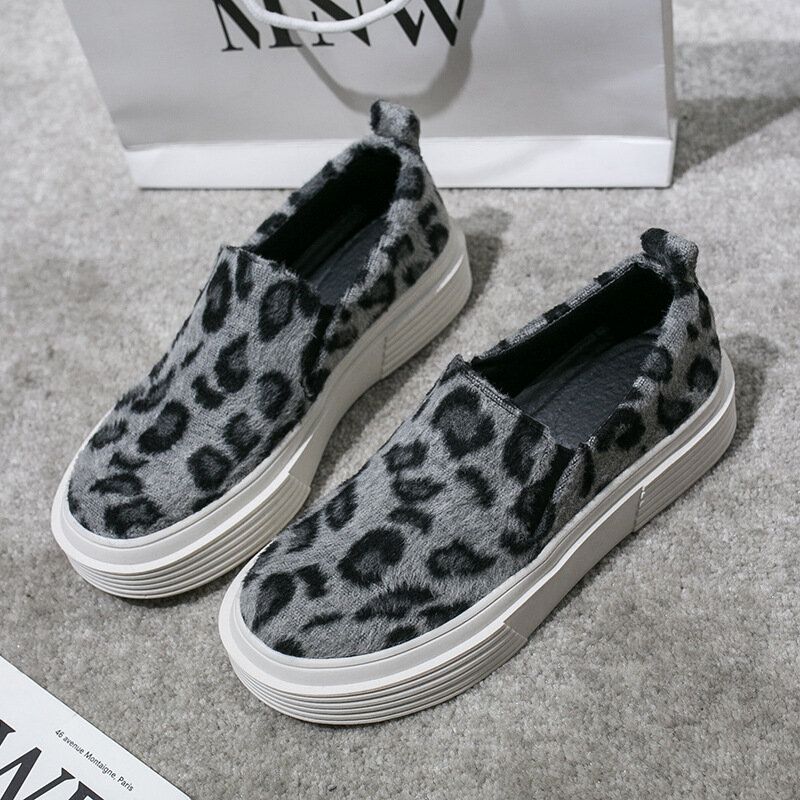 Kobiety Duży Rozmiar Leopard Suede Antypoślizgowe Wygodne Mieszkania Na Co Dzień