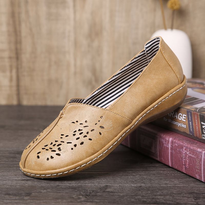 Kobiety Hand Stricing Hollow Wygodne Retro Casual Slip On Flats