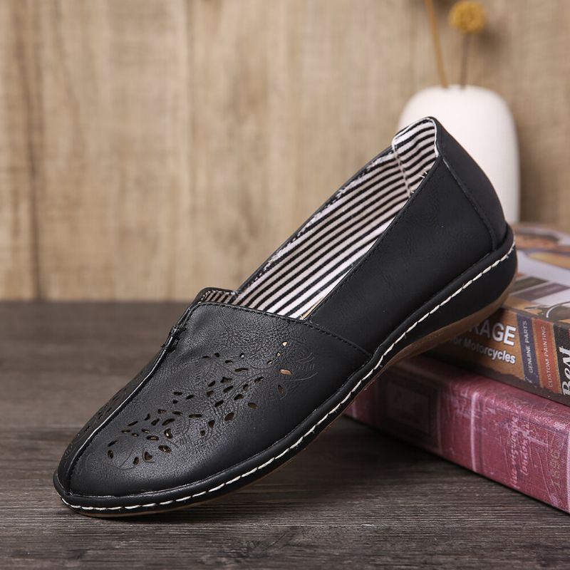 Kobiety Hand Stricing Hollow Wygodne Retro Casual Slip On Flats