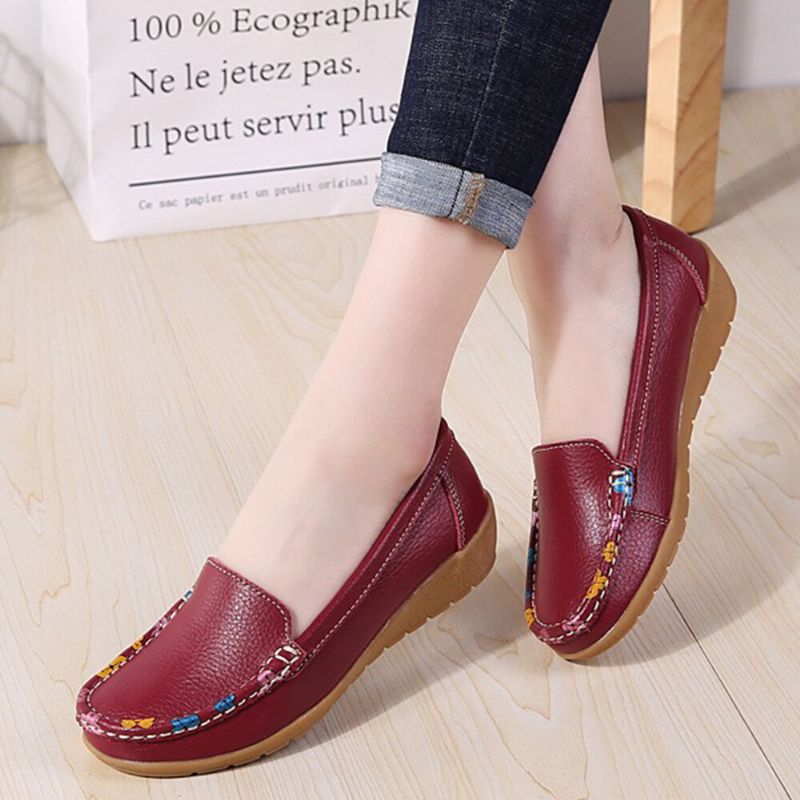 Kobiety Kolorowe Stricing Wygodne Antypoślizgowe Casual Slip On Loafers