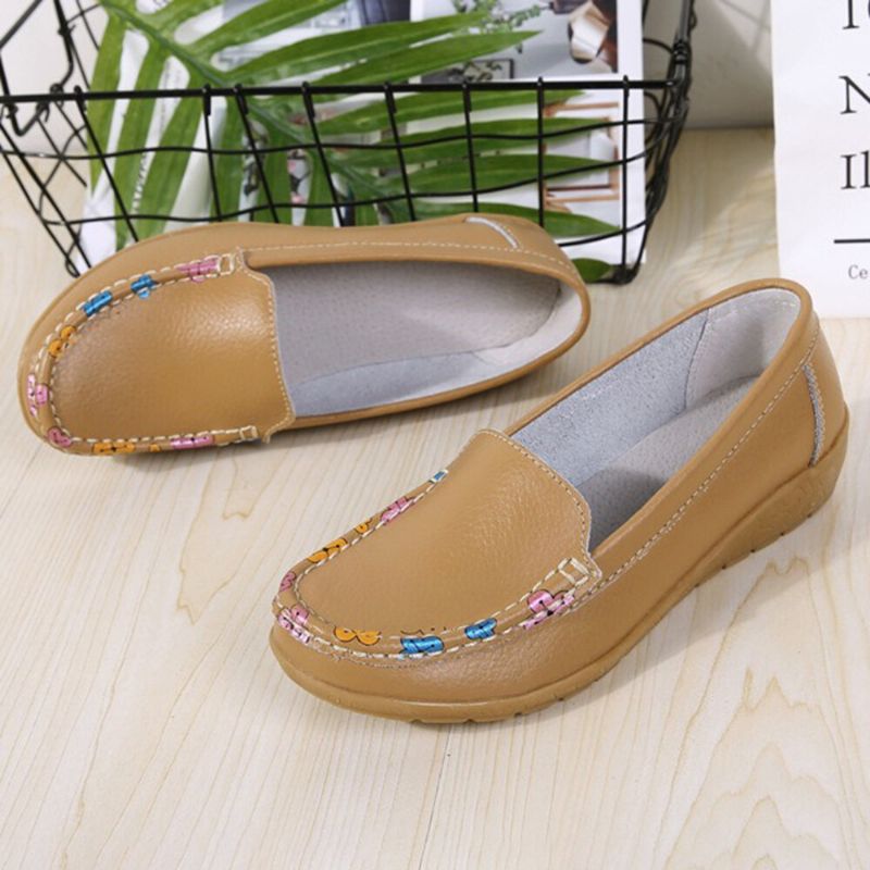 Kobiety Kolorowe Stricing Wygodne Antypoślizgowe Casual Slip On Loafers