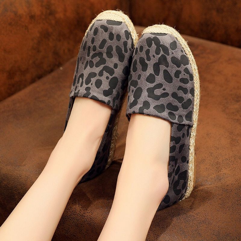 Kobiety Leopard Printing Wygodne Lekkie Na Co Dzień Slip On Espadrille Flats