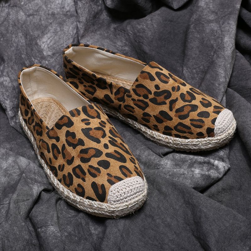 Kobiety Leopard Printing Wygodne Lekkie Na Co Dzień Slip On Espadrille Flats