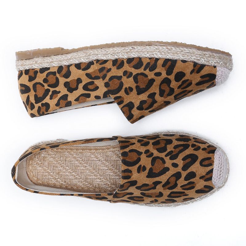 Kobiety Leopard Printing Wygodne Lekkie Na Co Dzień Slip On Espadrille Flats