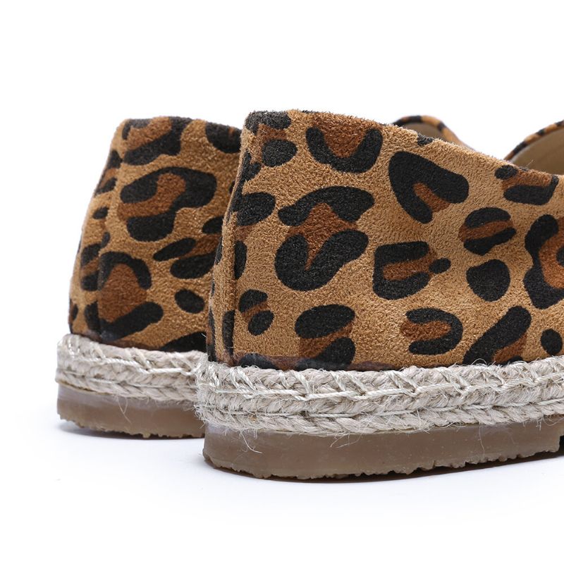 Kobiety Leopard Printing Wygodne Lekkie Na Co Dzień Slip On Espadrille Flats