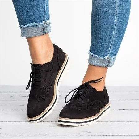 Kobiety Plus Size Brogue Zasznurować Miękkie Zasznurować Casual Oxford Mokasyny