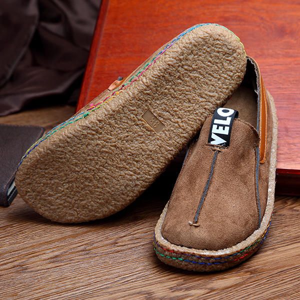 Kobiety Szwy Miękka Podeszwa Okrągłe Toe Slip On Casual Płaskie Mokasyny