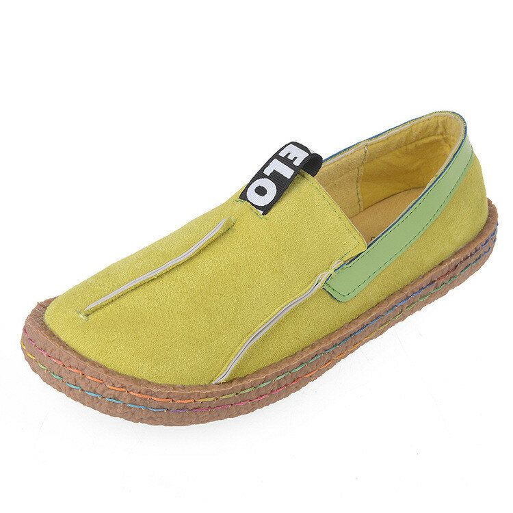 Kobiety Szwy Miękka Podeszwa Okrągłe Toe Slip On Casual Płaskie Mokasyny