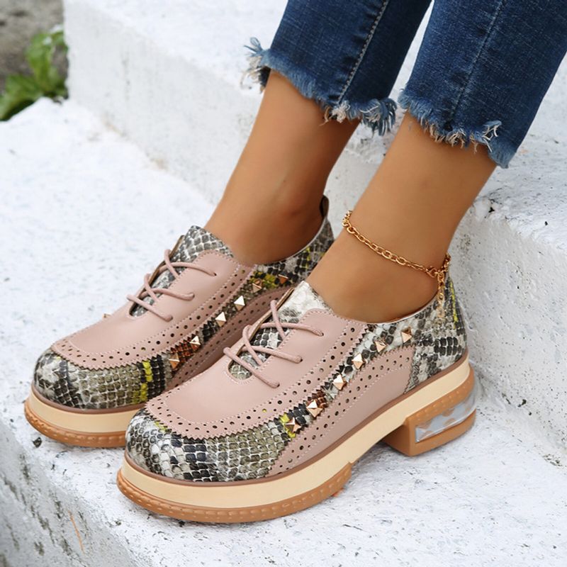 Plus Size Damskie Casual Fashion Snakeskin Colorblock Oksfordzie Buty